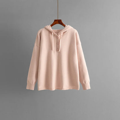 Autumn Winter 2025 New Fashion Women's Solid Color Casual Trendy Loose Knitted 2 Piece Sets Hooded Sweatshirts Wide Leg Trousers.