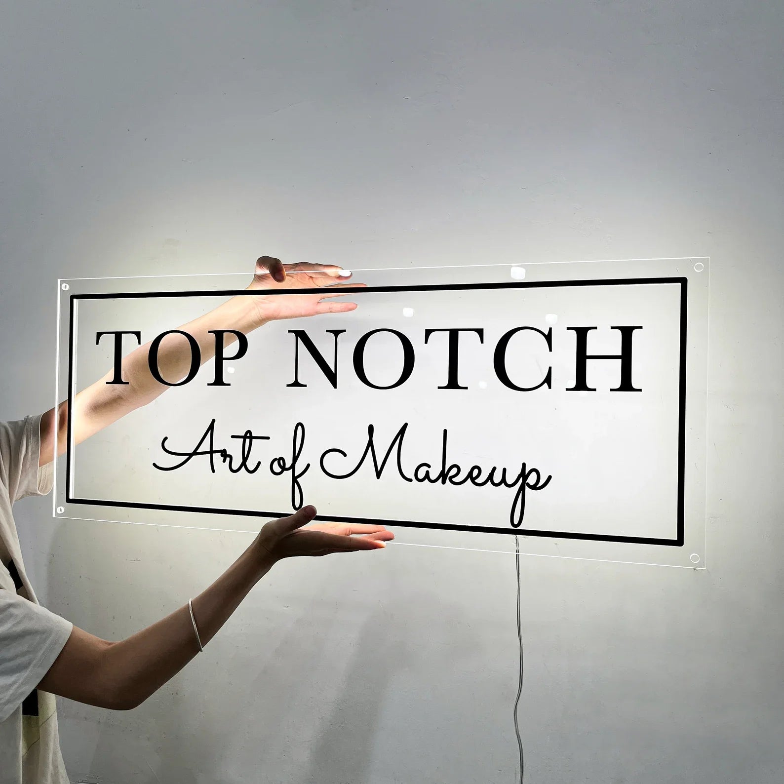 Custom Business Logo LED Sign Backlit Acrylic 3D Rectangle Wall Decor for Beauty Salon Office Company Logo Lighting Signage.