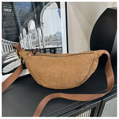 Solid Color Corduroy Women's Hobos Shoulder Bag Retro Casual Female Crossbody Bags Ladies Daily Travel Handbags Messenger Bag