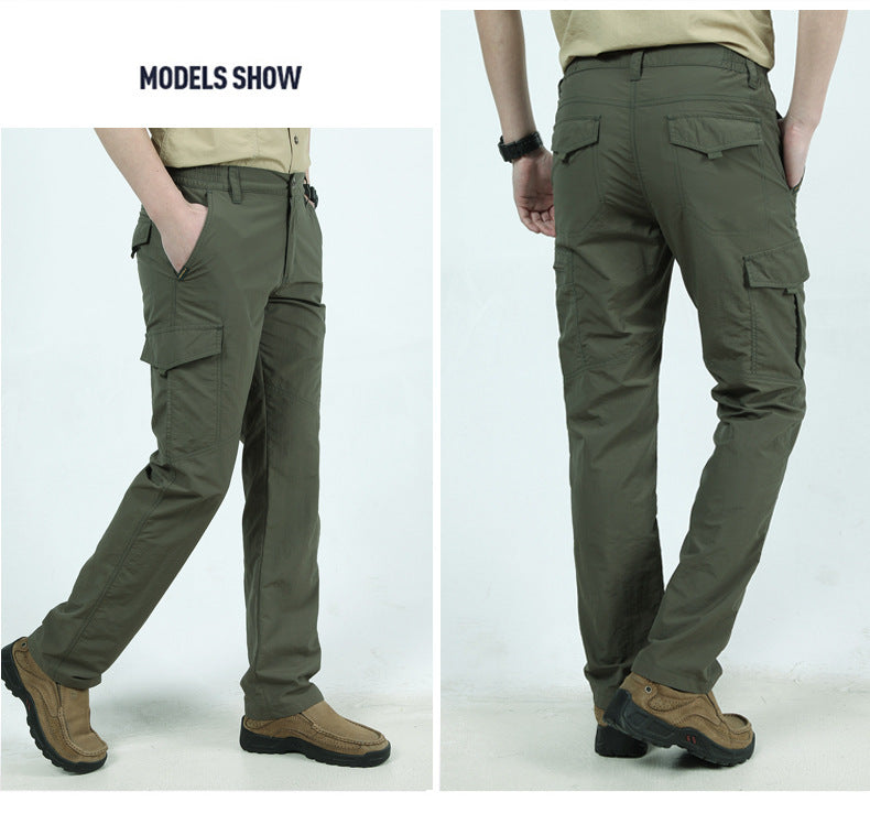 Summer Casual Lightweight Army Military Long Trousers Male Waterproof Quick Dry Cargo Camping Overalls Tactical Pants Breathable.
