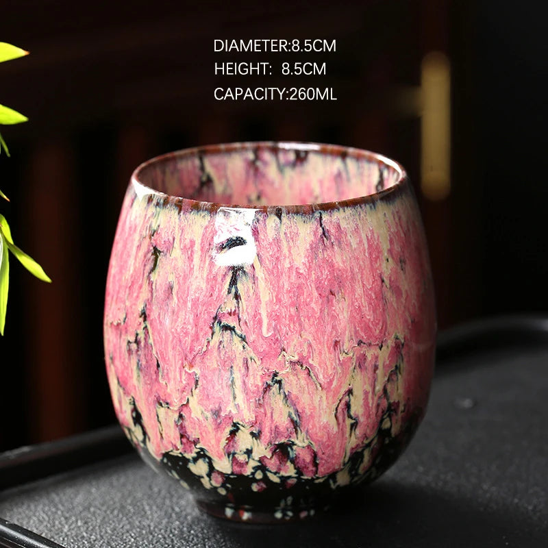 1pcs 250ml Chinese Style Kiln Changed Ceramic Coffee Cup Espresso Cups Pottery Cute Tea Cups Household Kung Fu Teacup Wholesale.