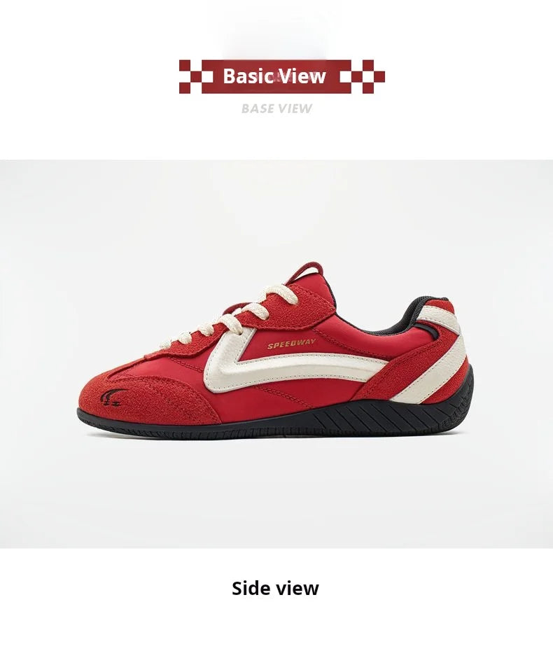 Maden Vintage Patchwork Rot Racing Sneakers Unisex Sommer Atmungsaktive Deutsche Trainer Schuhe Dünne Sohle Casual Lace-Up Sportliche Schuhe