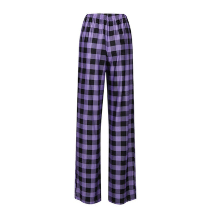 Frauen Weihnachten Pyjama Hosen Herbst Winter Plaid Gedruckt Hosen Mode Lässig Breite Bein Hosen Kleidung Streetwear
