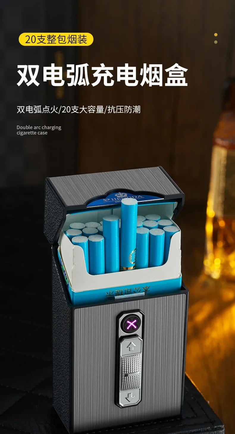 20 Whole Pack Cigarettes Dual Arc USB Charging Lighter Outdoor Moisture-proof And Waterproof 2 in 1 Electronic Lighters Smoking.