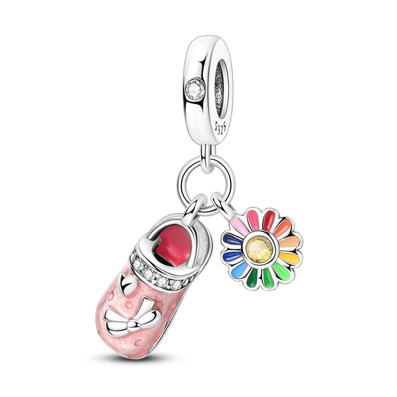 Fit Original Bracelet 925 Silver Butterfly and Sunflower Heart Shape Charms Beads For Women Jewelry Making Fashion Pendant