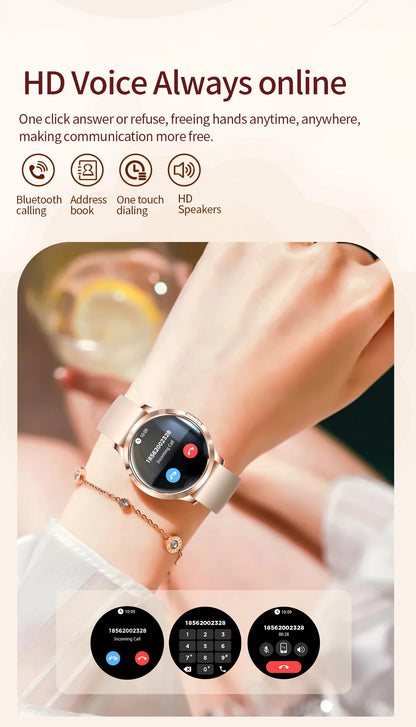 2025 New Smart Watch For Women AMOLED Screen Watches IP68 Waterproof Heart Rate Monitor Ladies Call Smart watch For Android ios.