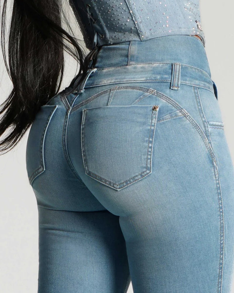 Stretch Skinny Denim Women's Jeans Mid Waist Pants Blue Elastic Slim Pencil Trousers Female Fashion Office Trendy Pants Y2K.