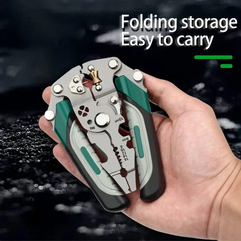 Faltbarer Abisolierer, Riemenscheiben-Design, Multifunktions-Elektriker, Drahtverteiler, Drahtwickelzange, Crimpzange, Handwerkzeug