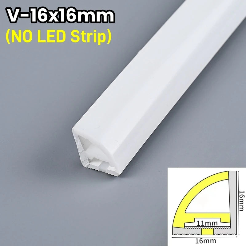 1-10m 90° Glowing LED V-Type Neon Silicone Tube Rope Lamp Flexible Waterproof Channel For WS2811 WS2815 Outdoor Neon Strip Light.