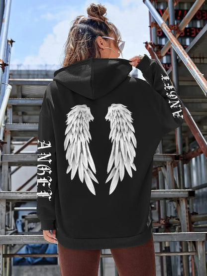 Beautiful Angel Wings Printed Hoodies Women Warm Comfortable Casual Hoodie Fashion Classic Hoody Loose Original Basic Clothes.