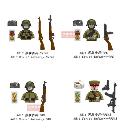 Military affairs Private Soviet Infantry Afrika Korps Building Blocks Model Bricks mini Action toy Figures Toy gift for children.
