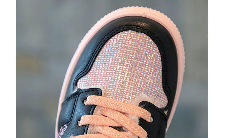 Disney Children Winter Ankle Snow Boots Cartoon Princess Elsa Frozen Pink Casual Shoes For Girls Warm Outdoor Shoes Size 26-37.