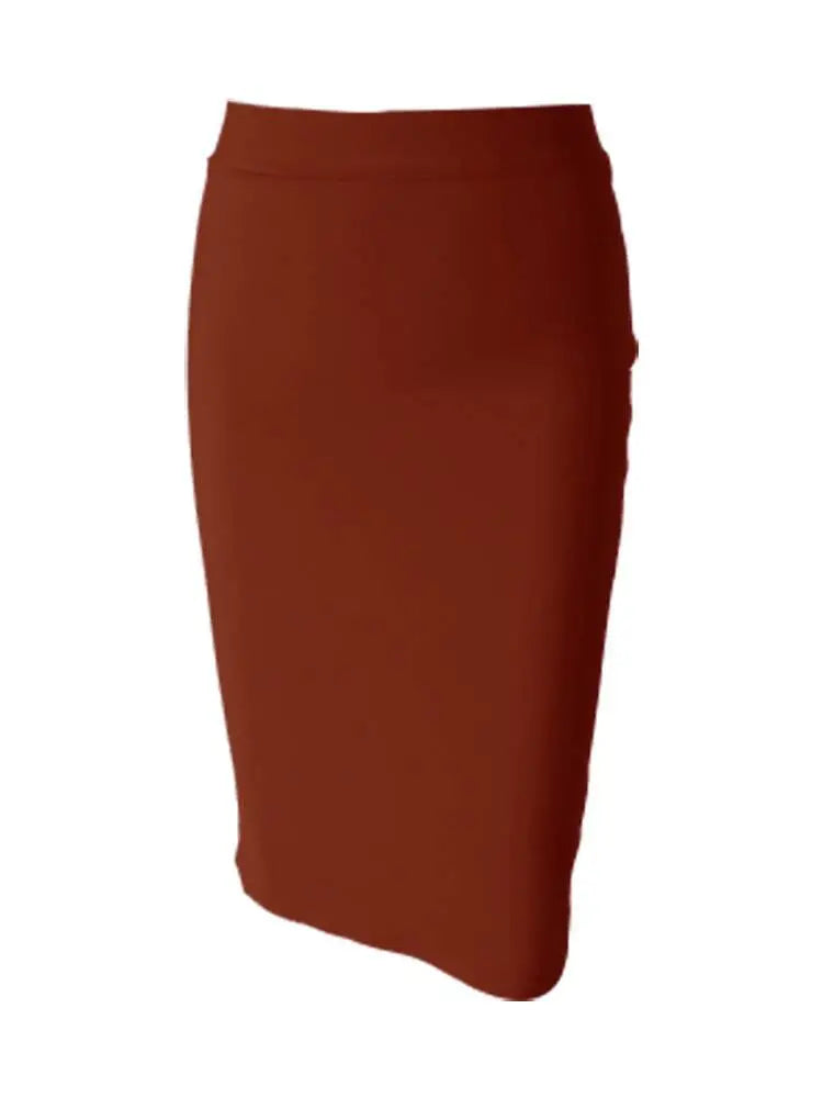 60CM Knee Length Summer Bandage Skirts For Women Candy Color Bodycon Pencil Skirt Ladies Elegant Office Business Formal XL XXL