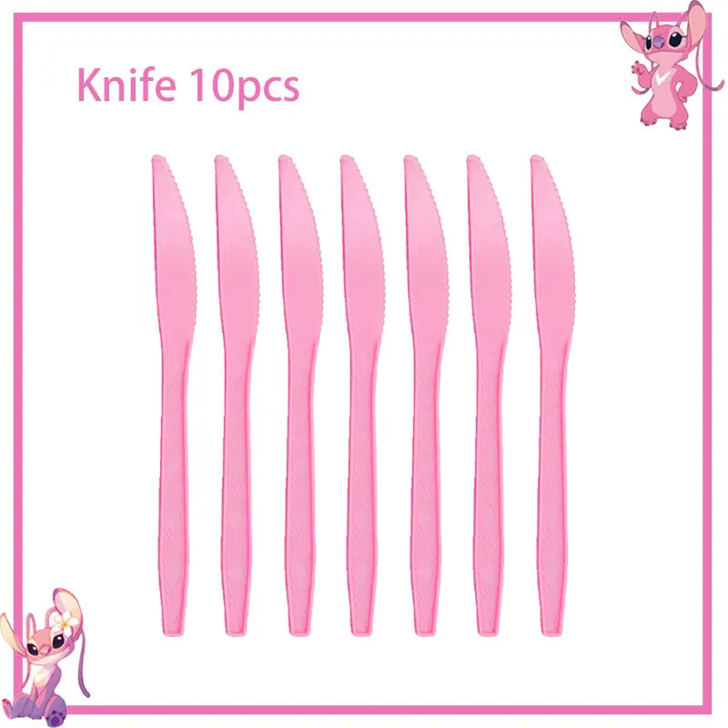 Disney Rosa Stich Geburtstag Party Dekorationen Geschirr Set Tischdecke Hintergrund Banner Für Kinder Geburtstag Dekorationen Lieferungen.