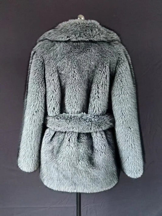 Damen-Winterjacke 2025, echter silberner Fuchspelzmantel mit natürlichem Waschbärfellfutter, warme Oberbekleidung aus Wollgeflecht für Streetwear