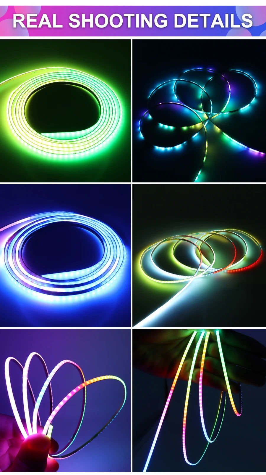 3mm 5mm 5V WS2812B Addressable COB LED Strip Individually IC RGB Flexible LED Strip High Density Dream Color LED Tape