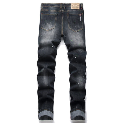 Mode Neue Slim Stretch Zerrissene Jeans männer Streetwear Farbe Flecken Denim Hosen Hip Hop Punk Persönlichkeit Loch Männliche Hosen.
