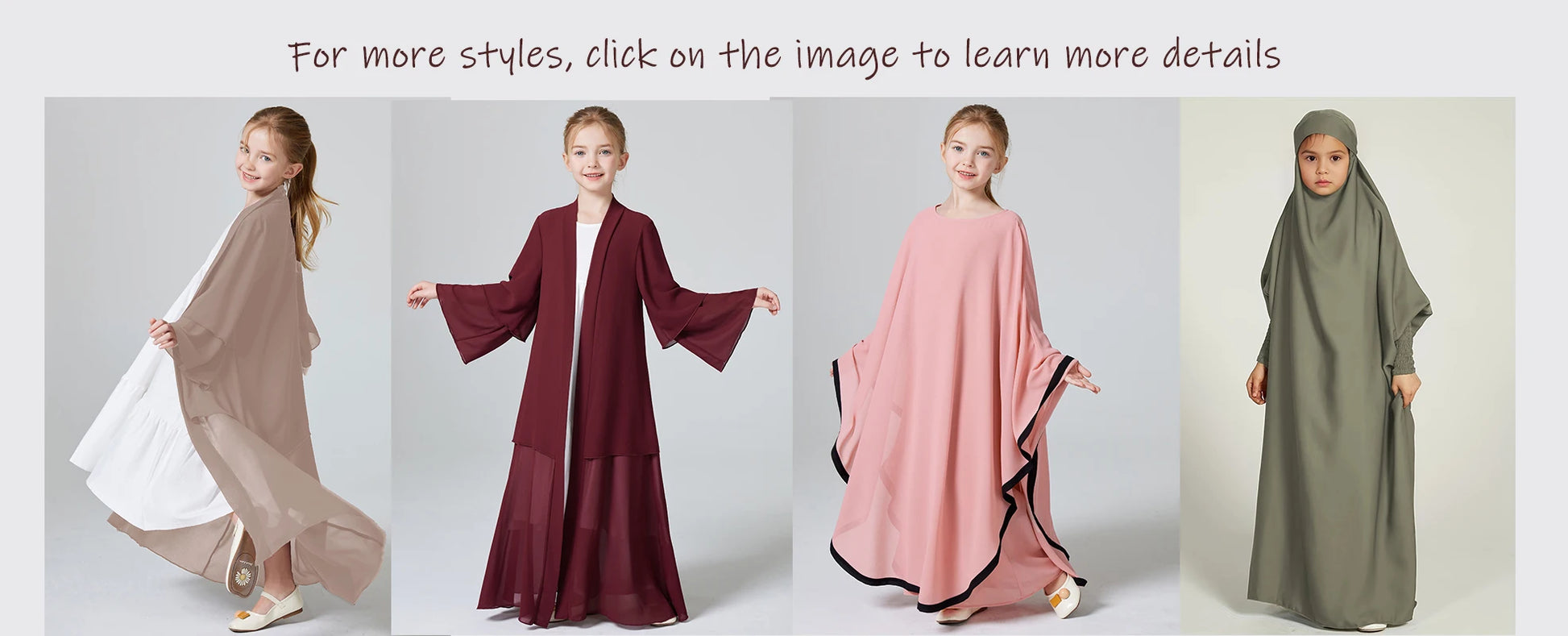 Ramadan Muslim Girls Long Sleeve Chiffon Kids Abaya 2PCS Dress Kebaya Casual Dresses For Party Ramadan Gift (Without Hijab).