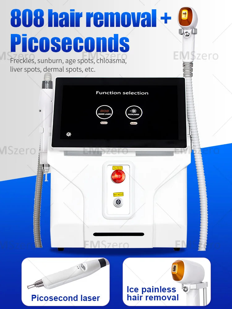 3000W Diode Laser Freezing Point Painless Hair Removal Picosecond Laser 532/1220/1064/755 Tattoo Removal Two In One Machine.