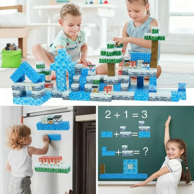 Magnetic Blocks Ice Castle Building Set Montessori Toddler STEM Sensory Toys Christmas Birthday Gift Educational Stacking Game.