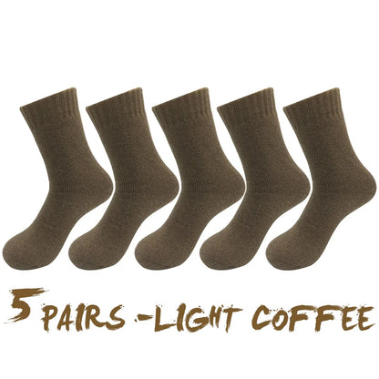 5 Pairs/Lot Thick Wool Socks Men Winter Warm Cashmere Breathable Long Sock Outdoor Male Meias New 7 Colors Hot Sale 2023