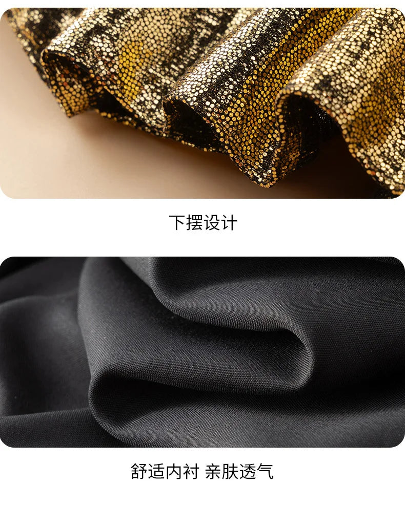 Teenager Mädchen Gold Glänzendes Bühnenkleid Kinder Hochzeit Klavier Performance Luxus Dressing Kostüm Größe 110-170.