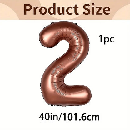 40inch Foil Brown Number Balloon Number Balloon 0-9 Birthday Wedding Party Decoration Supplies Happy Holidays Baby Shower Gifts