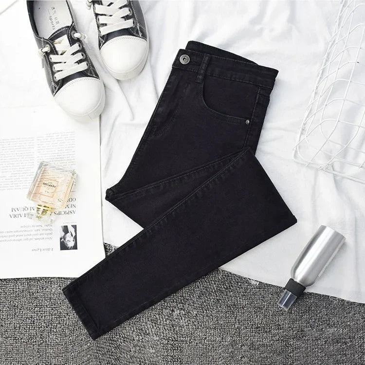 High-waisted Slimming Jeans Women's Cropped Pants Spring Autumn 2021 New Elastic Tight Slims Smooths Your Silhouette Pencil.