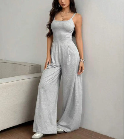 Women Sexy Jumpsuits Backless Suspenders Rompers One Piece Overalls Sleeveless Wide Leg Pants Solid Streetwear Summer.