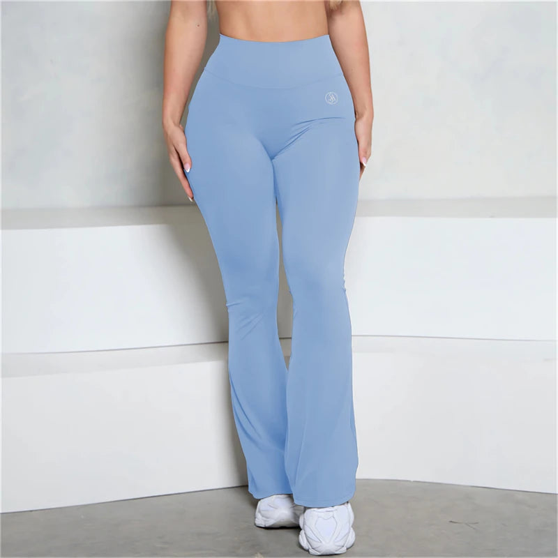 Allure The Brand Pocket Flare Scrunch Butt Pants ATB Women Tight-Fit Sexy Slim High Waist Pants Push Up Fitness Flare Leggings