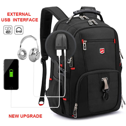 Wasserdichte 20-Zoll-Laptop-Rucksäcke USB-Lade Schultasche Diebstahlsicherer Herren-Rucksack Reiserucksack Männlicher Mochila Hohe Kapazität.