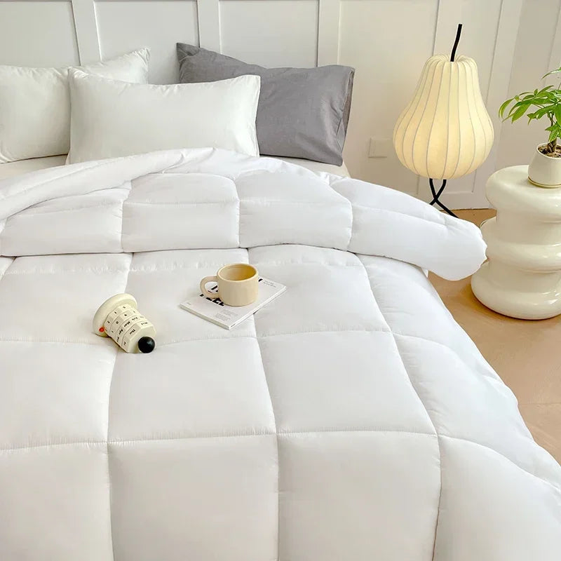 2024 new winter quilt thickened warm solid color simple wind soybean fiber quilt skin-friendly lock warm spring and autumn quilt.