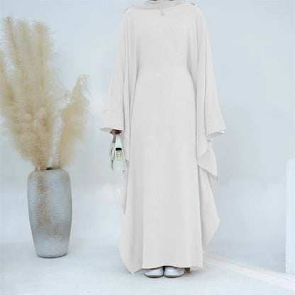 Ramadan Dubai Women Cotton Linen Khimar Abaya Saudi Arabia Turkey Islam Muslim Maxi Modest Dress Kebaya Robe Femme Musulmane