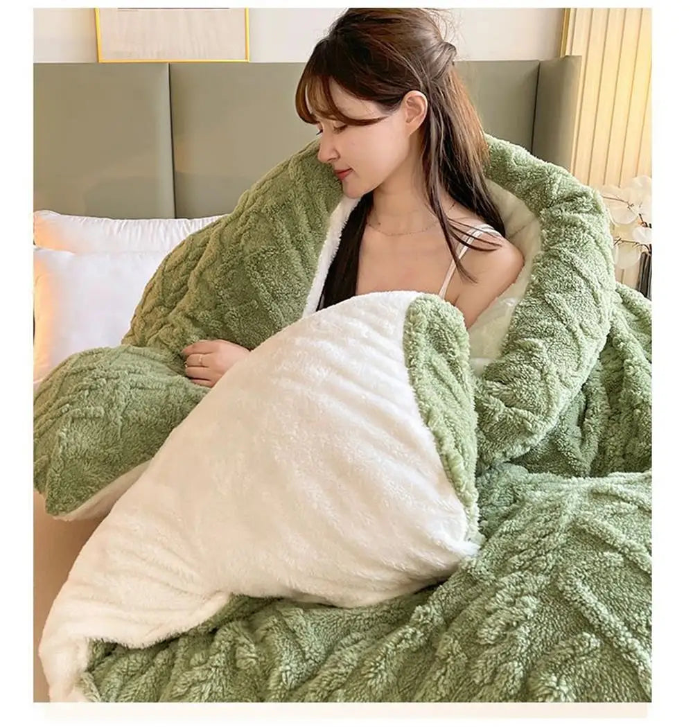 New Super Thick Winter Warm Blanket for Bed Artificial Lamb Cashmere Weighted Blankets Soft Comfortable Warmth Quilt Comforter.