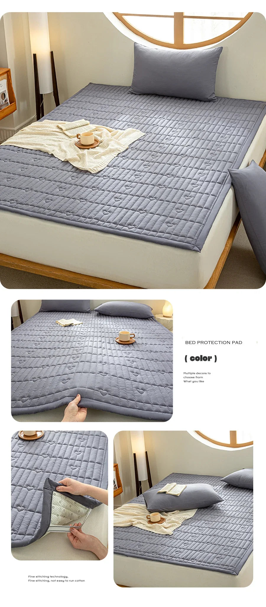 Washed cotton quilted thicken mattress pink romance heart sleeping mat 150cm bed sheet bed protection pad queen king size.