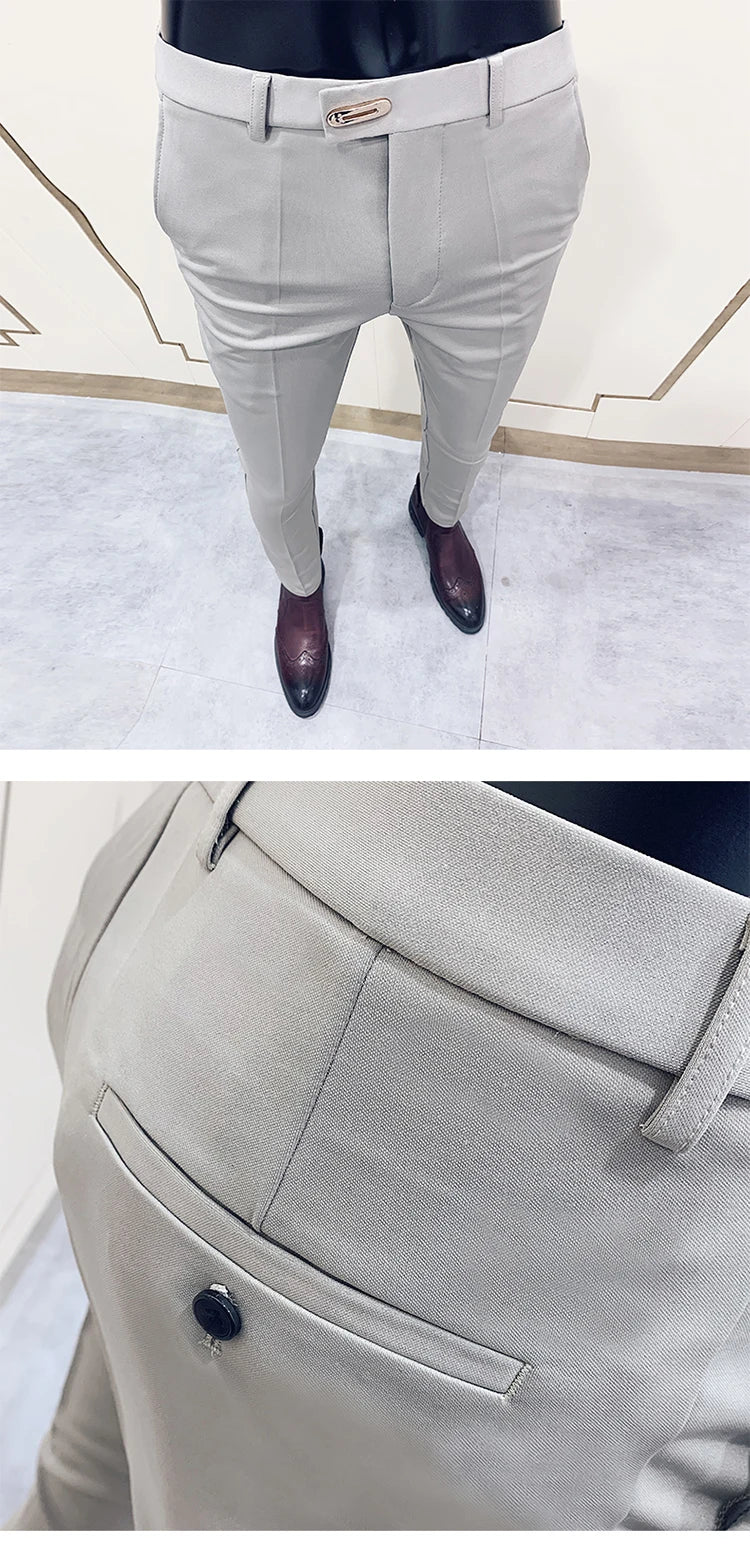 Men Suit Pants Dress Pantalone Hombre Stretch Slim Formal Trousers Calça Masculina Solid Color Casual Pants Fashion Men Clothing