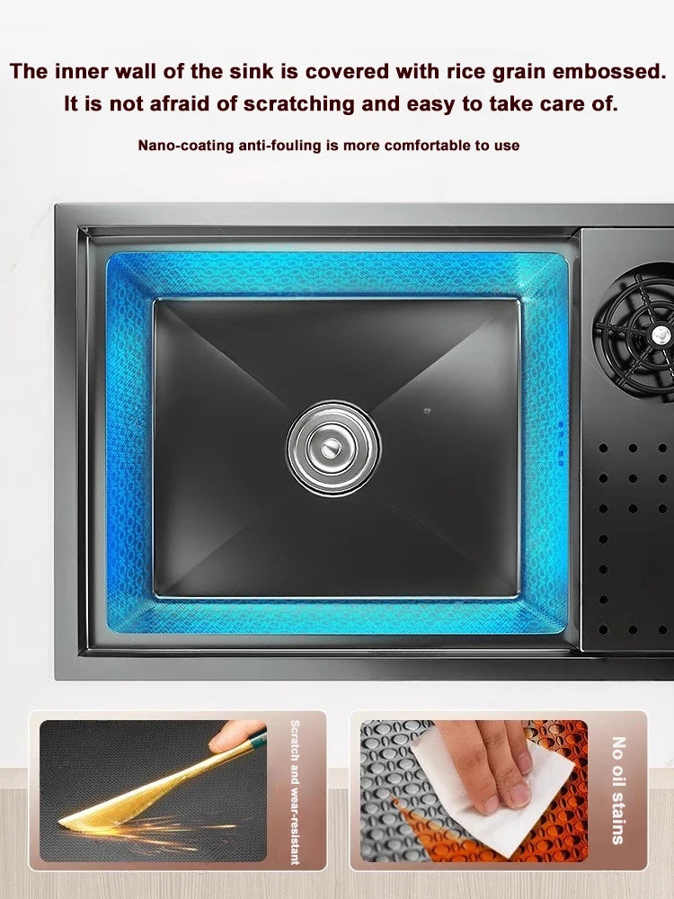 Cup Washer Hidden Bar Kitchen Sink Stainless Steel Invisible Single Sinks with Lid Garden Hotel Apartment Small Basin