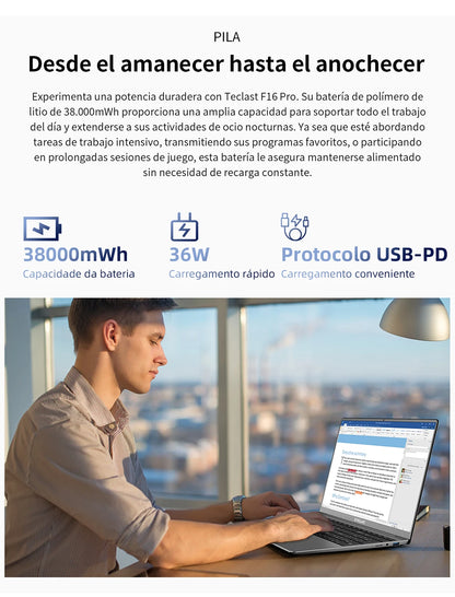 【New】Teclast F16Pro Laptop 15.6 Inch 1920X1080, 12Gb / 16Gb Ram, 256Gb / 512Gb Rom, Backlit Keyboard, for Intel N95, Mini-Hdmi