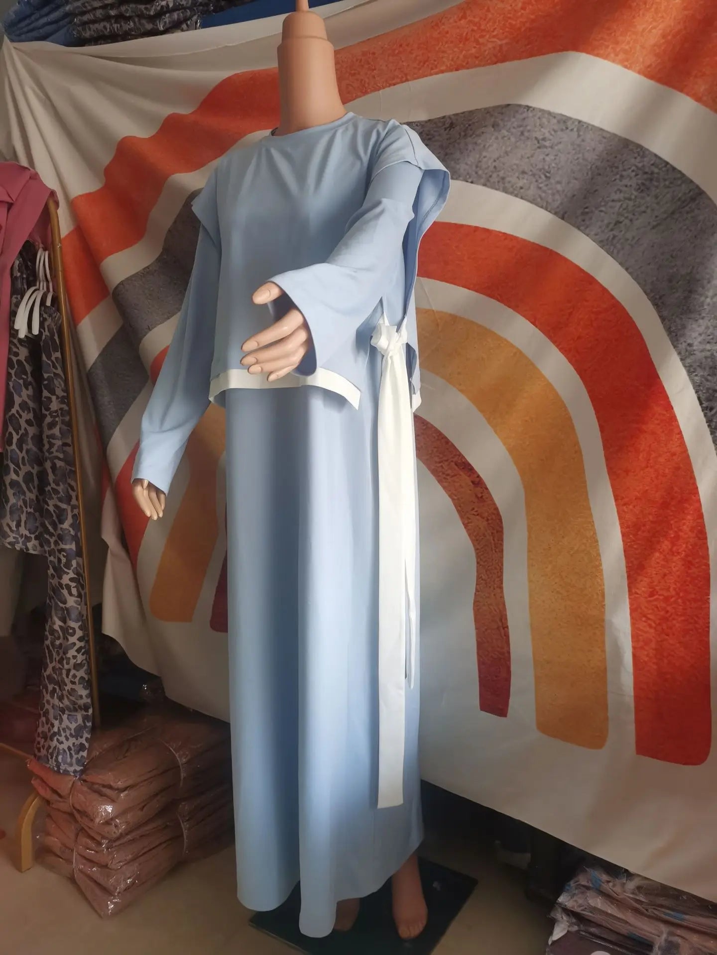 Women Eid Muslim Sets Musulman Ensemble Dubai Arab Vest Kaftan Islam Abayas Ankle Length Long Robe Solid Two Pieces Modest.