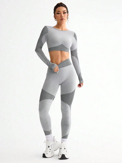 2pcs Hot-selling New Sports Tight Running Breathable Seamless Yoga Suit Women's Outdoor Fitness Suit Women's.