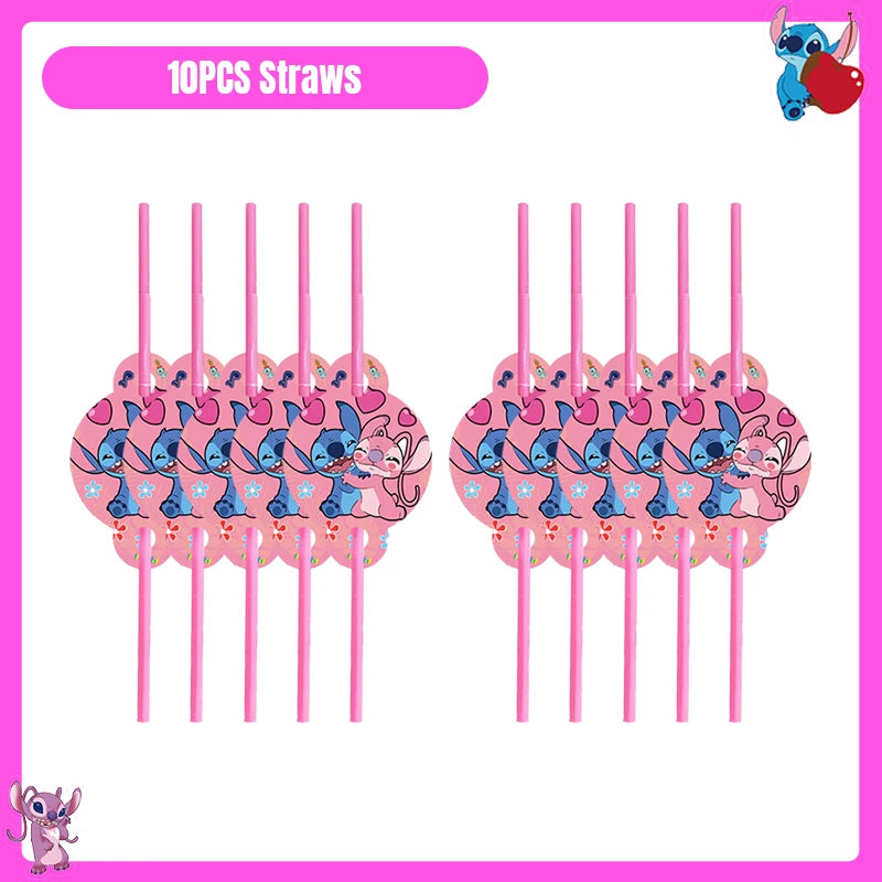 Disney Lilo und Stitch Party Dekoration Geschirr rosa Stitch alles Gute zum Geburtstag Party Thema liefert Ballon Hintergrund Tasse Teller