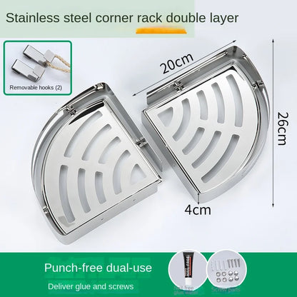 1/2 Schichten Eck-Duschregal für Badezimmer, Shampoo, Duschregal, Halter aus Edelstahl 304, stanzfrei, Küchenstativ, Eckständer