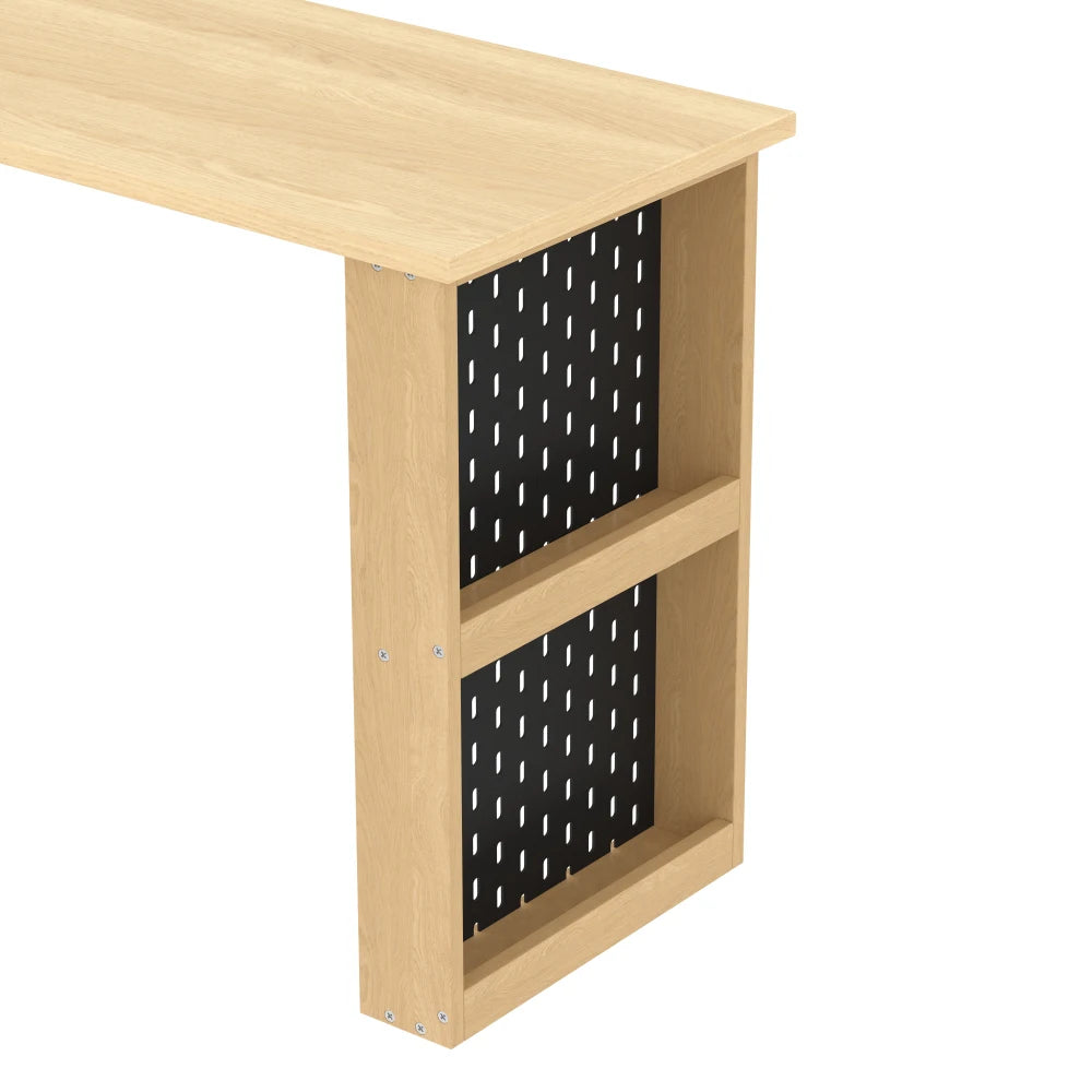 140 x 104 x 75 cm großer multifunktionaler Büroschreibtisch, sechsfacher Aufbewahrungsschrank + Regal, perforierte Platte + Regal, langlebige, austauschbare Form