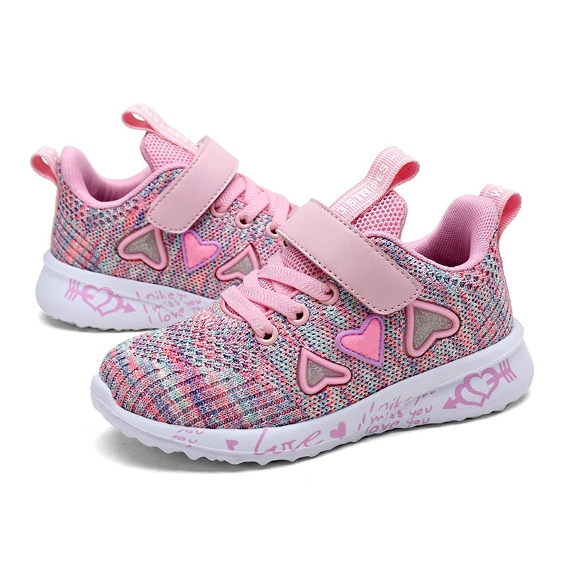 Girls Casual Shoes Light Mesh Sneakers Kids Summer Children Spring Autumn Tenis Cute Sport Cartoon Female Running Sock Footwear.
