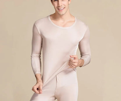 Lange Unterwäsche aus Seide für Herren, lange Unterhosen aus Maulbeerseide, Ober- und Unterteil, Thermounterwäsche-Set/Grundlagen