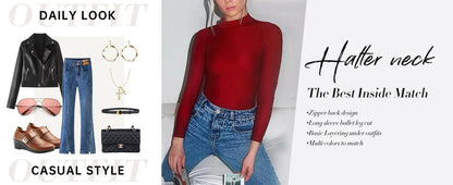 Unisex  Turtleneck Unitard Full Body Leotard  Long Sleeve Yoga Bodysuit Women Catsuit Daily Fitness Wear Cosplay Suits.