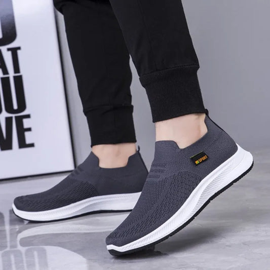 Men Walking Shoes Knit Mesh Breathable Sneakers Lightweight Sneakers Slip-on Mens Casual Shoes Fashion Comfort.
