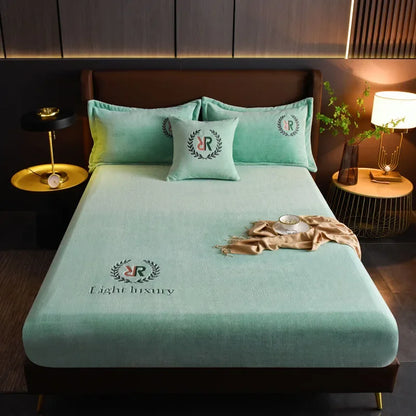 Winter Plush Elastic Fitted Sheet Couple Double Bedspread on The Bed Linen Mattress Pad Cover 90 150 180x200 Warm Deep Pocket