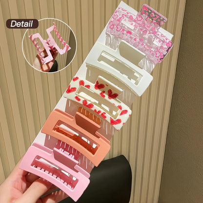 5Pcs for Women, Pink, Fashionable and Cute, Square Hair Clip Shark Clip, Suitable for Daily Use, Gift Hair Accessories.