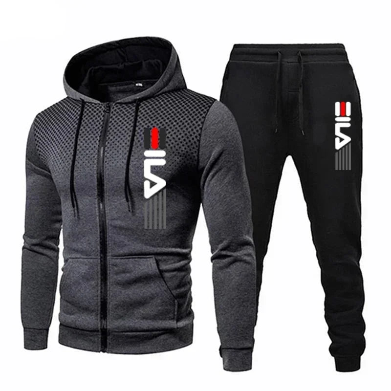 Spring and Autumn 2025 Men's sportswear set, men's zippered casual sportswear, outdoor sportswear pants, men's fitness set.